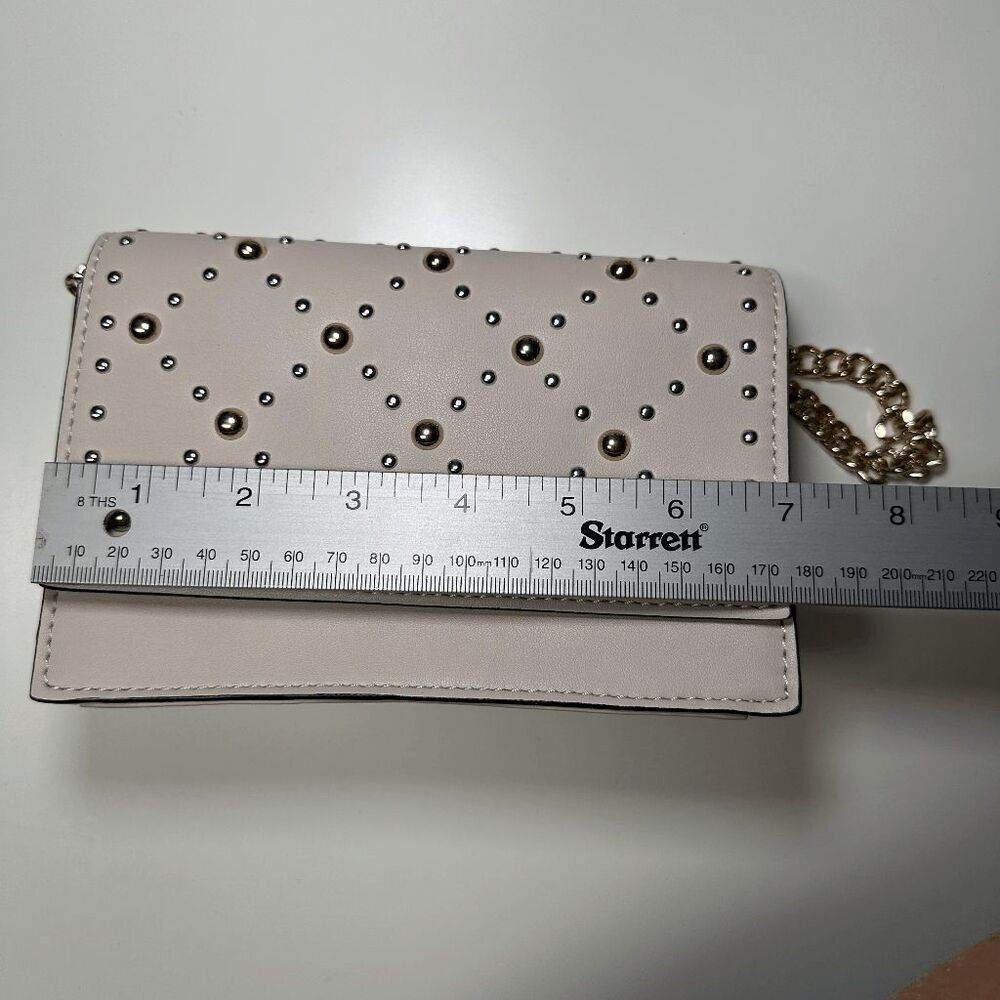 NINE WEST Studded‎ Wallet Clutch Chain Strap Beige Small Purse - Picture 5 of 7